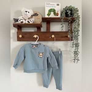 Aspen Kids Light Blue Baby Sweatshirt with Dog Patch